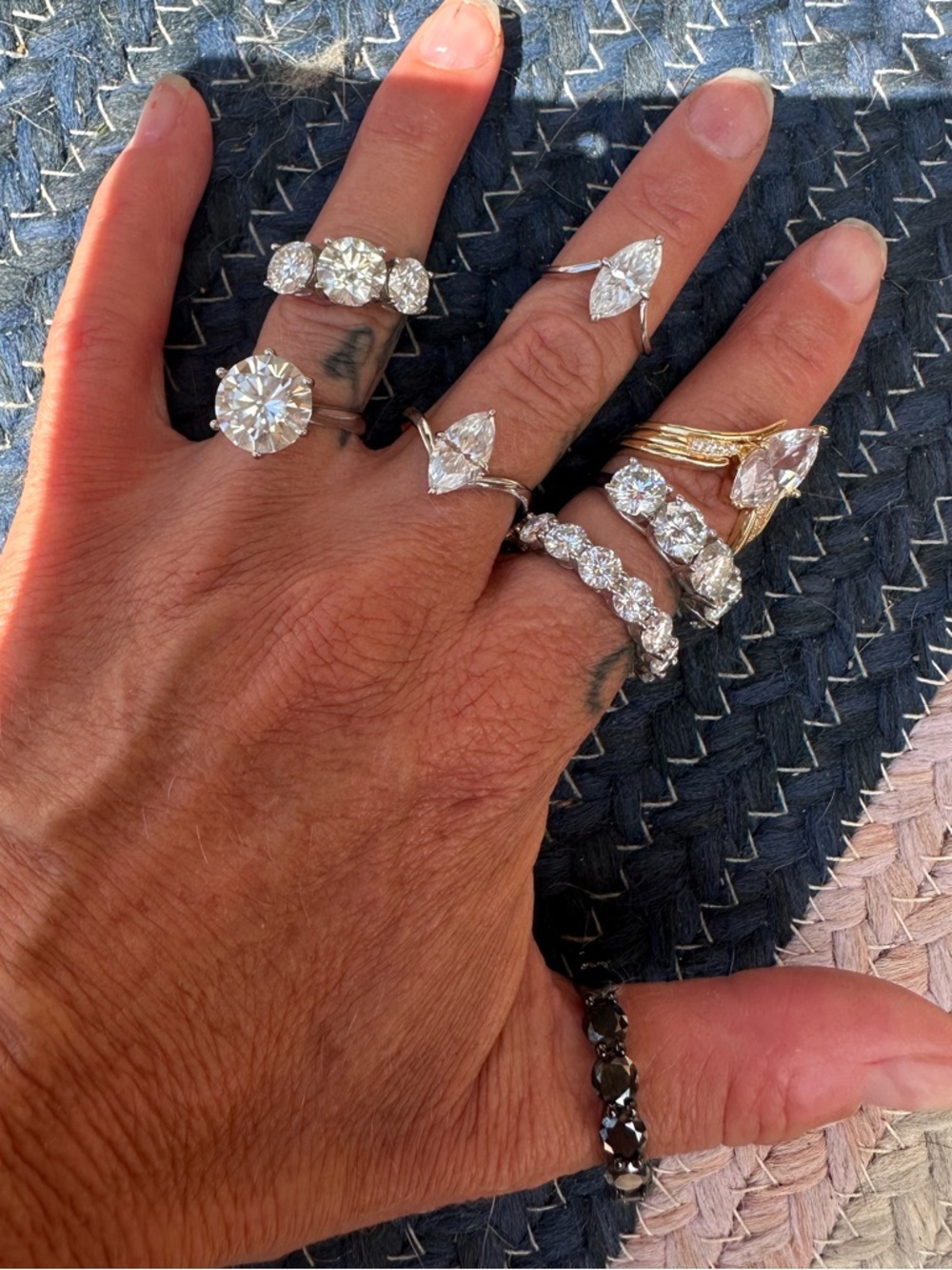 Moissanite Silver and Gold Multi-Ring Set !